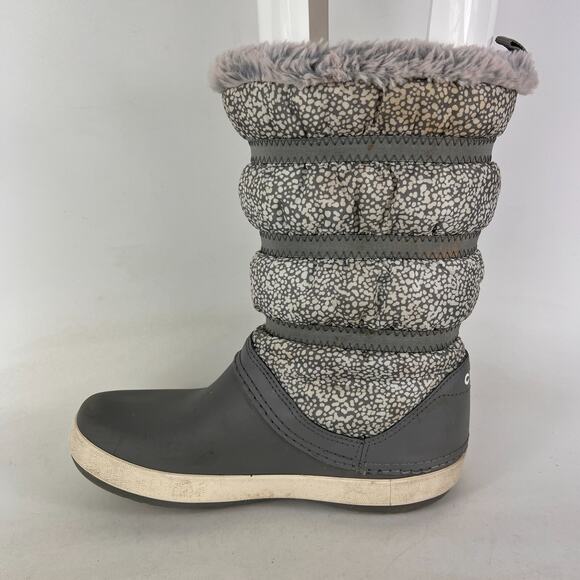 Crocs Crocband women's size 7 grey minimalist slip on faux fur winter boots - Picture 6 of 11